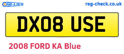 DX08USE are the vehicle registration plates.