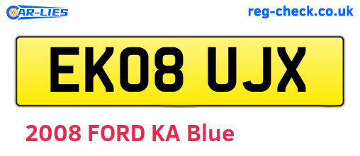 EK08UJX are the vehicle registration plates.
