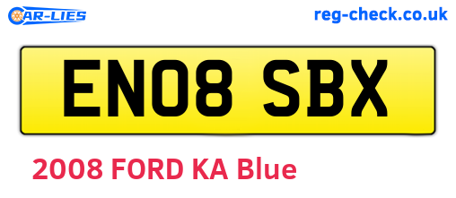 EN08SBX are the vehicle registration plates.