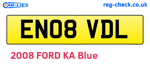 EN08VDL are the vehicle registration plates.