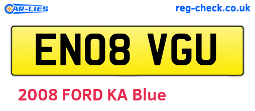 EN08VGU are the vehicle registration plates.