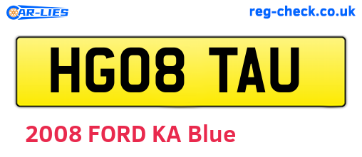 HG08TAU are the vehicle registration plates.