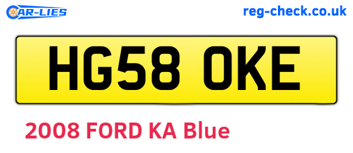 HG58OKE are the vehicle registration plates.