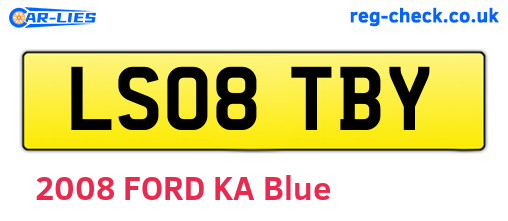 LS08TBY are the vehicle registration plates.