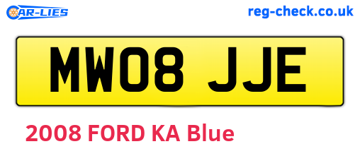 MW08JJE are the vehicle registration plates.