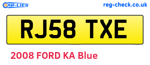 RJ58TXE are the vehicle registration plates.