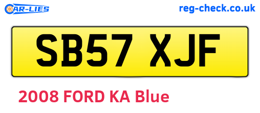 SB57XJF are the vehicle registration plates.