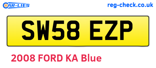 SW58EZP are the vehicle registration plates.