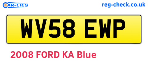 WV58EWP are the vehicle registration plates.