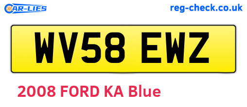 WV58EWZ are the vehicle registration plates.