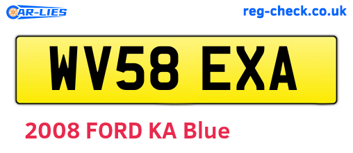 WV58EXA are the vehicle registration plates.