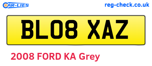 BL08XAZ are the vehicle registration plates.