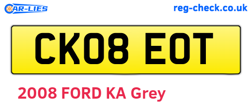 CK08EOT are the vehicle registration plates.