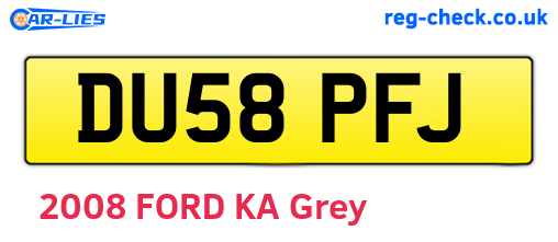 DU58PFJ are the vehicle registration plates.