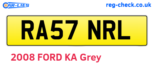 RA57NRL are the vehicle registration plates.
