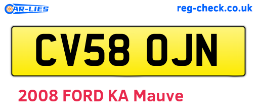 CV58OJN are the vehicle registration plates.