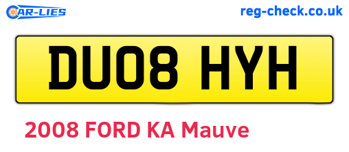 DU08HYH are the vehicle registration plates.