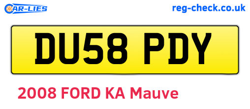 DU58PDY are the vehicle registration plates.