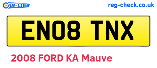 EN08TNX are the vehicle registration plates.