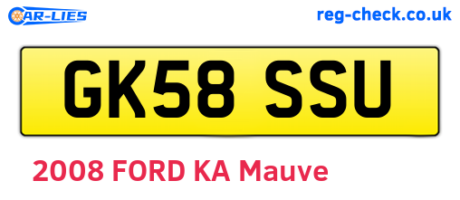 GK58SSU are the vehicle registration plates.