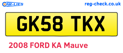 GK58TKX are the vehicle registration plates.