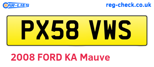 PX58VWS are the vehicle registration plates.