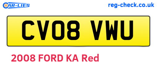 CV08VWU are the vehicle registration plates.