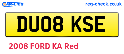 DU08KSE are the vehicle registration plates.