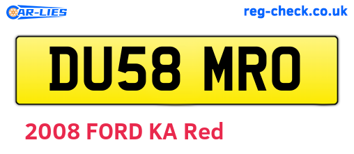 DU58MRO are the vehicle registration plates.