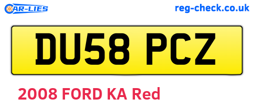 DU58PCZ are the vehicle registration plates.