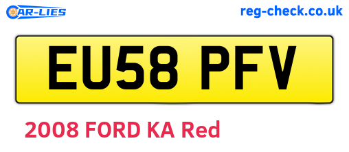 EU58PFV are the vehicle registration plates.