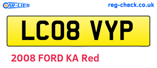 LC08VYP are the vehicle registration plates.