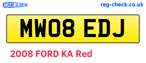 MW08EDJ are the vehicle registration plates.