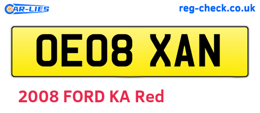OE08XAN are the vehicle registration plates.