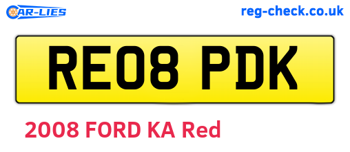 RE08PDK are the vehicle registration plates.