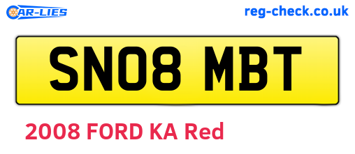 SN08MBT are the vehicle registration plates.