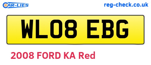 WL08EBG are the vehicle registration plates.