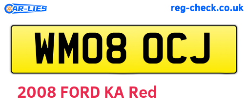 WM08OCJ are the vehicle registration plates.