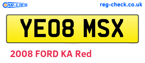 YE08MSX are the vehicle registration plates.