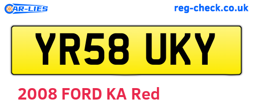 YR58UKY are the vehicle registration plates.