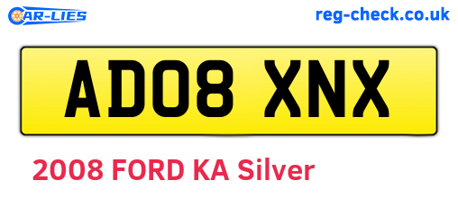 AD08XNX are the vehicle registration plates.