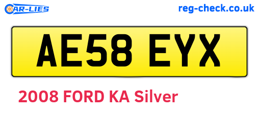 AE58EYX are the vehicle registration plates.