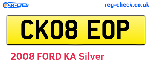 CK08EOP are the vehicle registration plates.