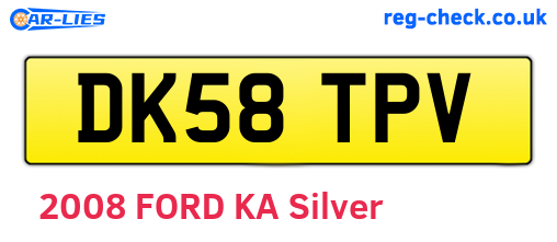 DK58TPV are the vehicle registration plates.