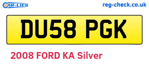 DU58PGK are the vehicle registration plates.