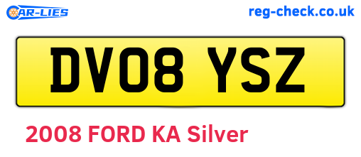 DV08YSZ are the vehicle registration plates.