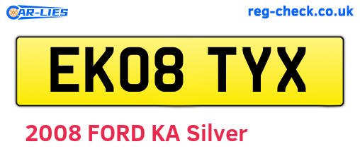 EK08TYX are the vehicle registration plates.