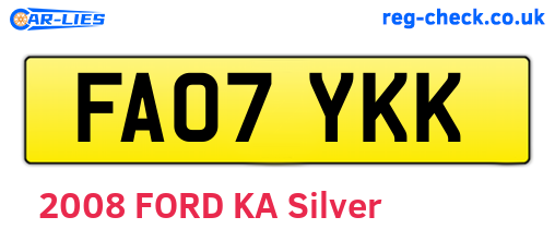 FA07YKK are the vehicle registration plates.