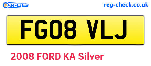 FG08VLJ are the vehicle registration plates.