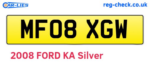 MF08XGW are the vehicle registration plates.